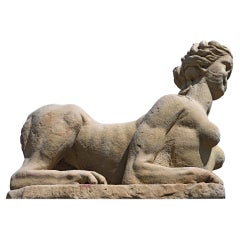 Sphinx de Florence du début du 18ème siècle en grès, objet de jardin et de parc en grès, datant d'environ 1700