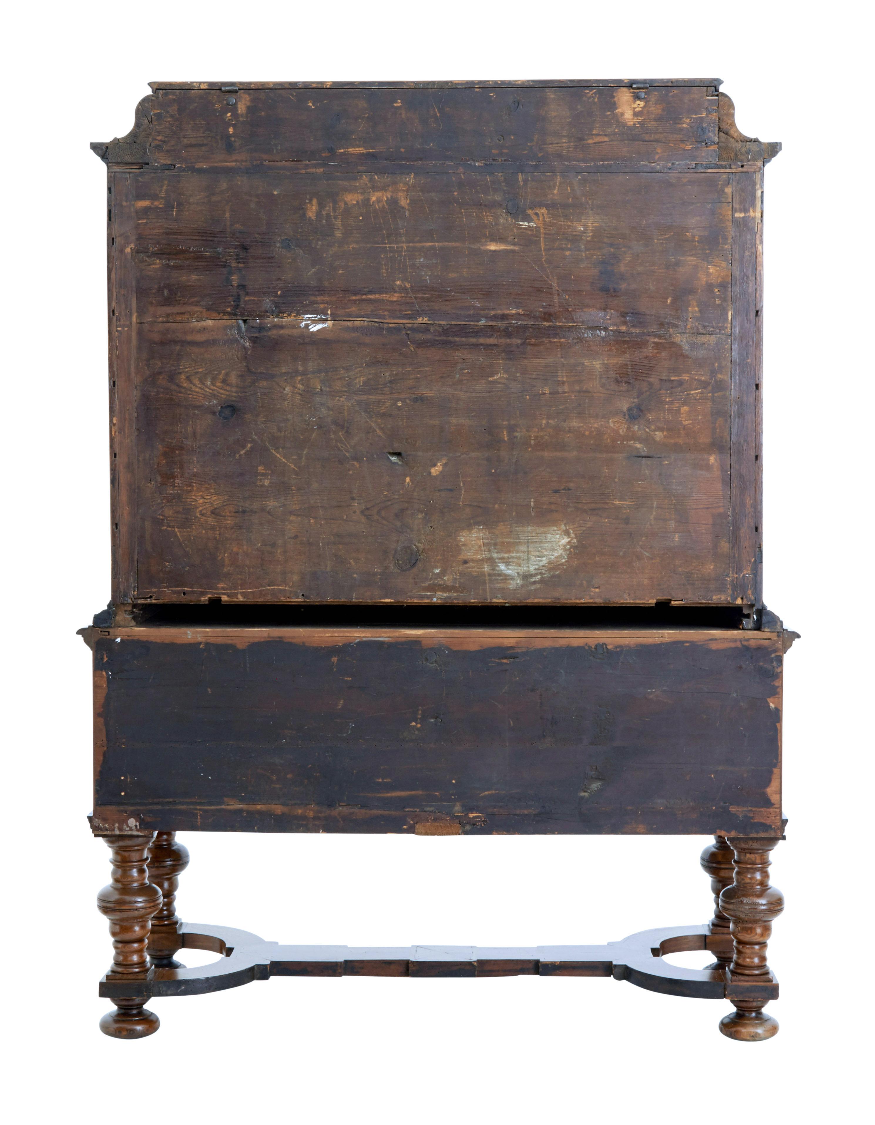 Early 18th Century Swedish Baroque Walnut Cabinet on Stand 3
