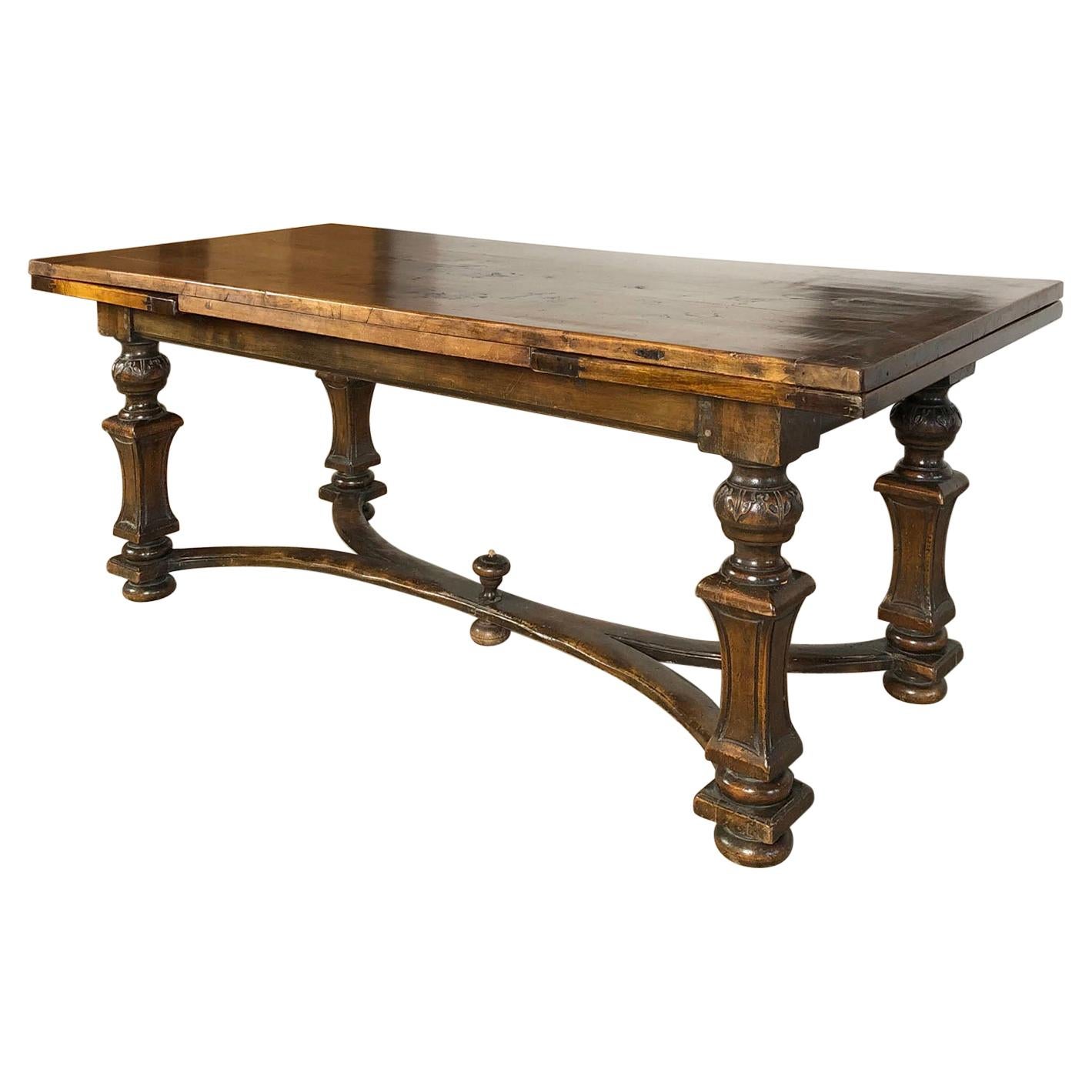 Early 18th Century Swiss / Italian Baroque Walnut Extension Dining Table