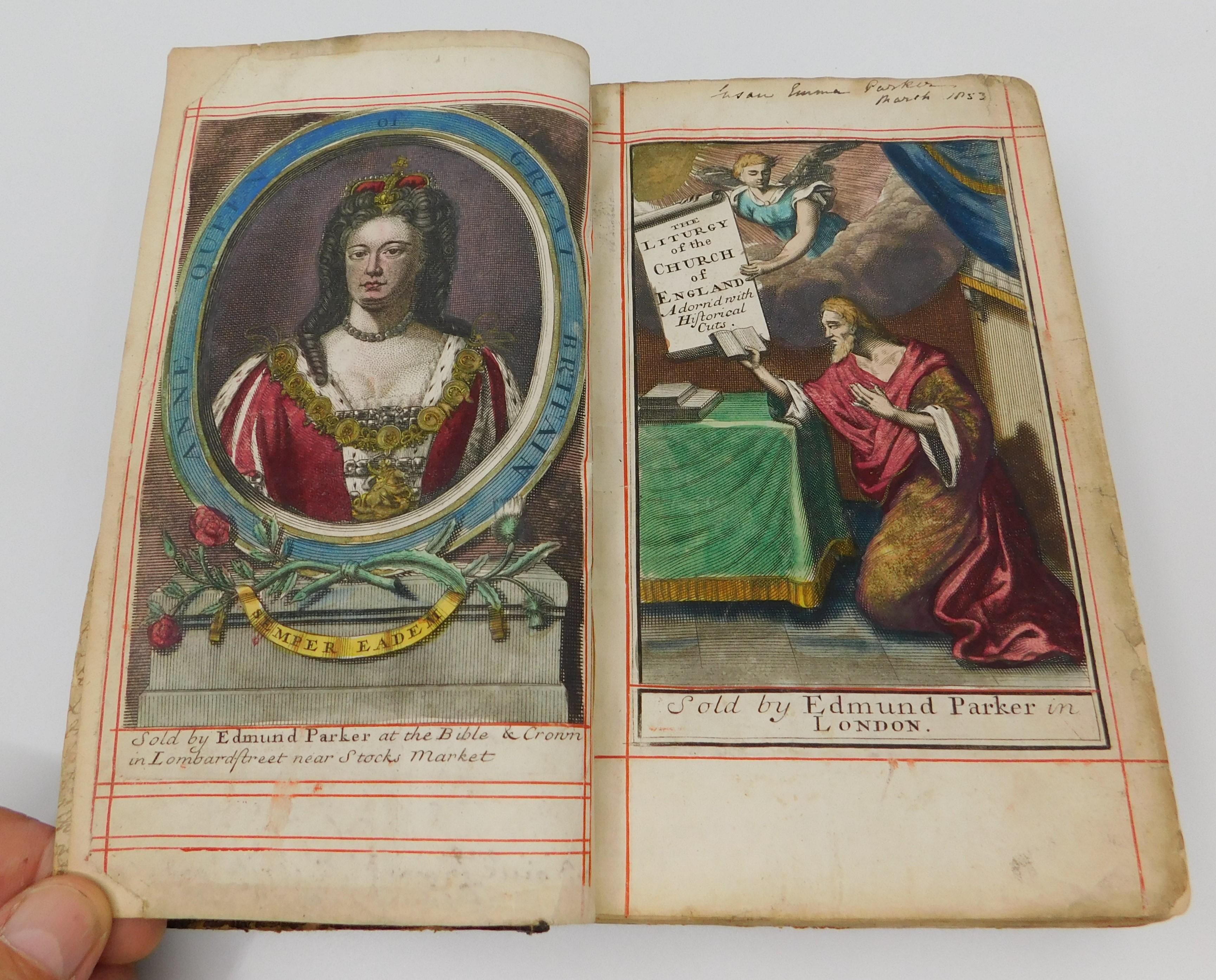 Leather Early 18th Century the Book of Common Prayer Book English Hand Colored Plates