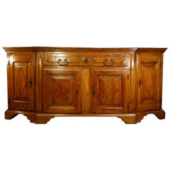 18th Century Venetian Scantonata Walnut Credenza with Losanghe Carvings