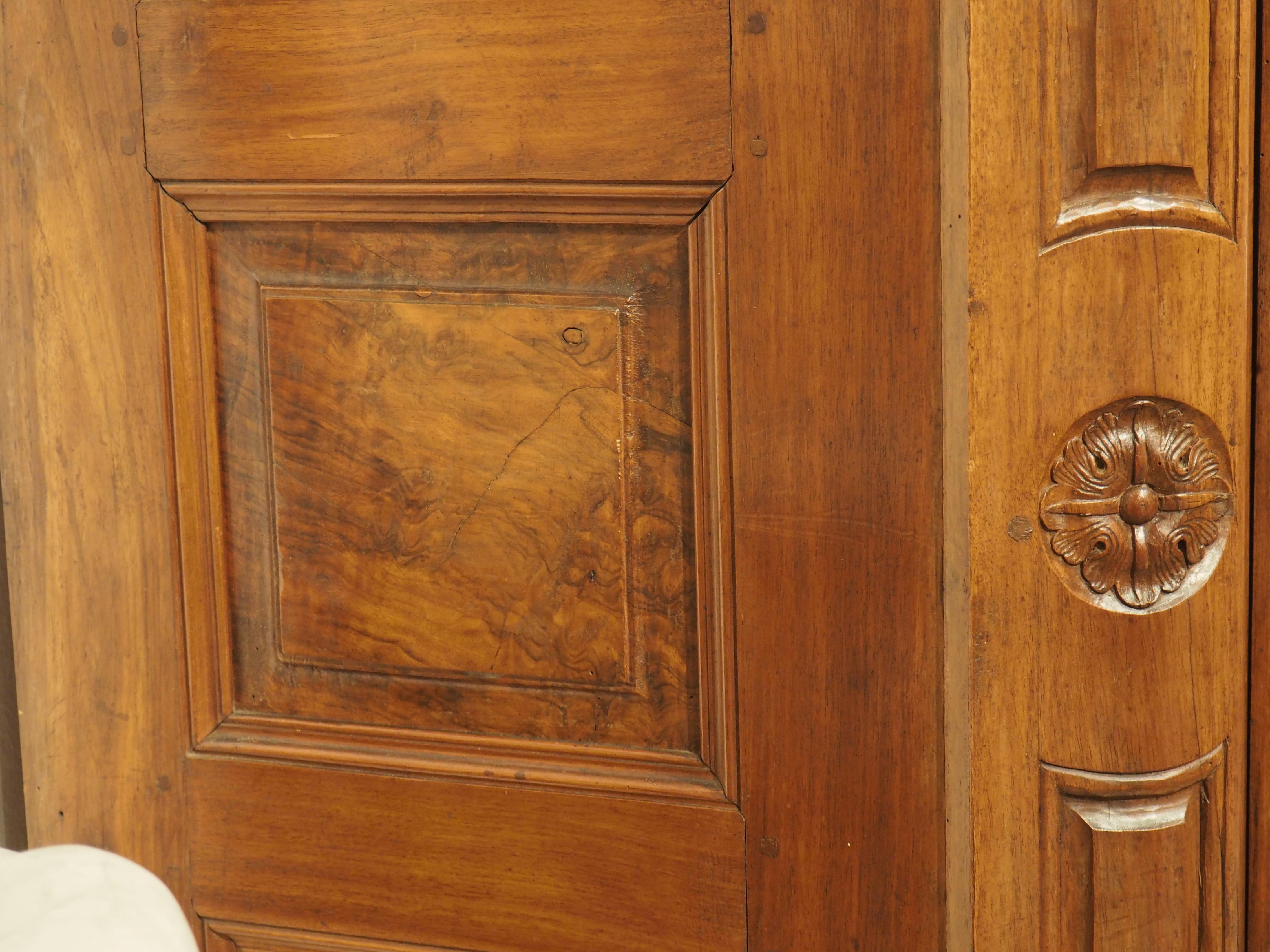 Early 18th Century Walnut and Olive Wood Armoire from Eastern France In Good Condition For Sale In Dallas, TX