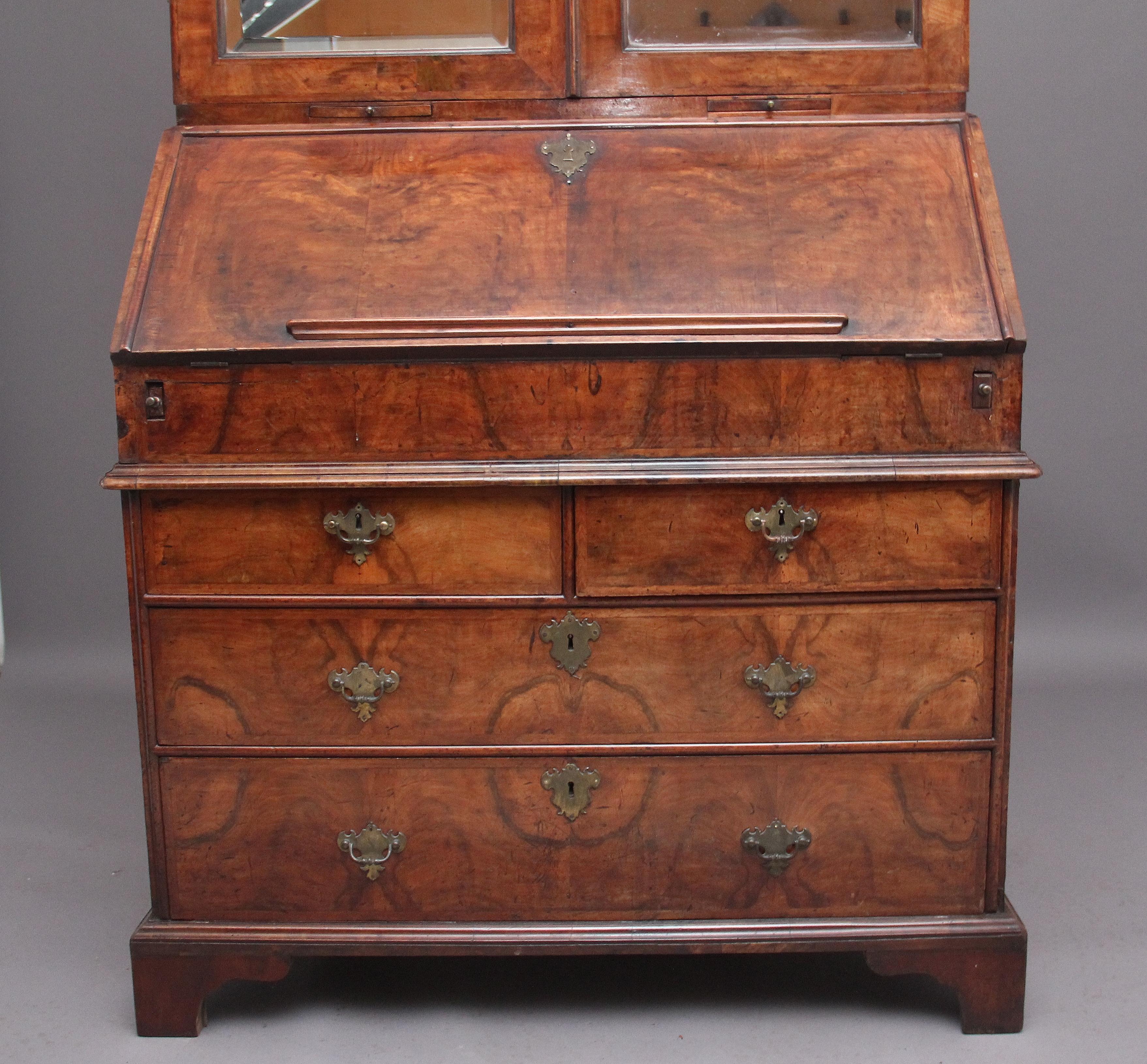 Early 18th Century Walnut Bureau Bookcase For Sale 5