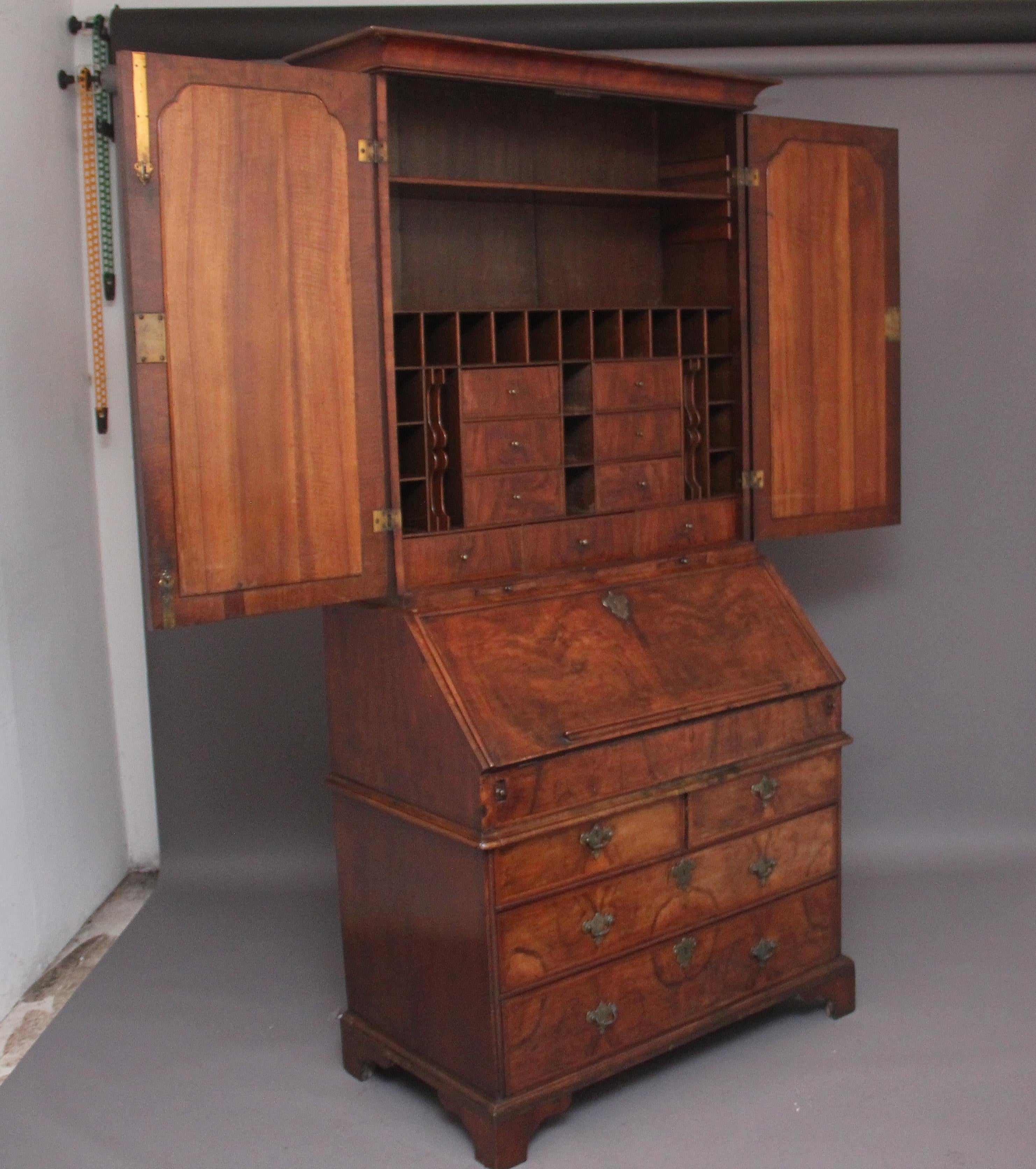 Early 18th Century Walnut Bureau Bookcase For Sale 9