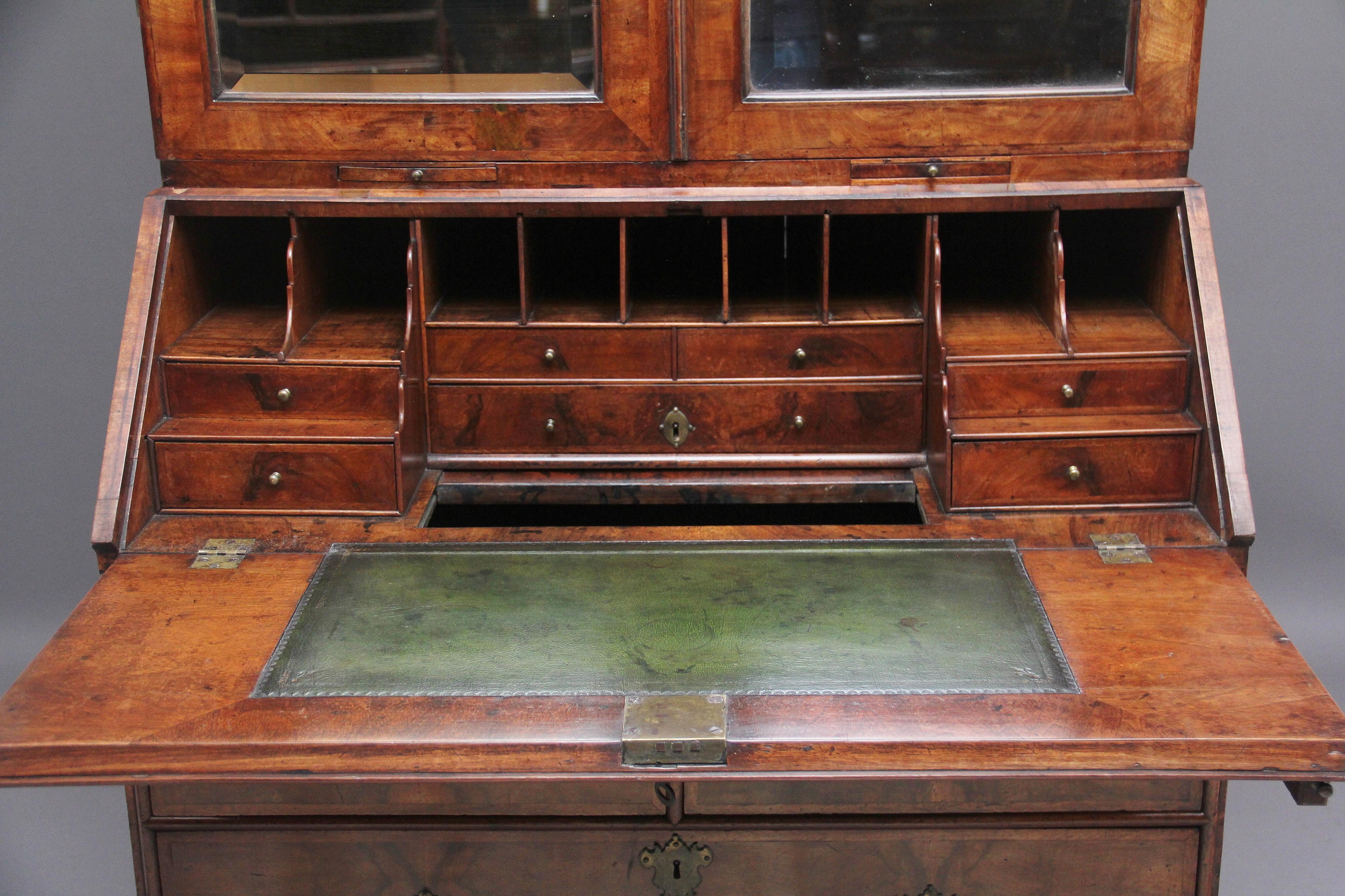 Mid-18th Century Early 18th Century Walnut Bureau Bookcase For Sale