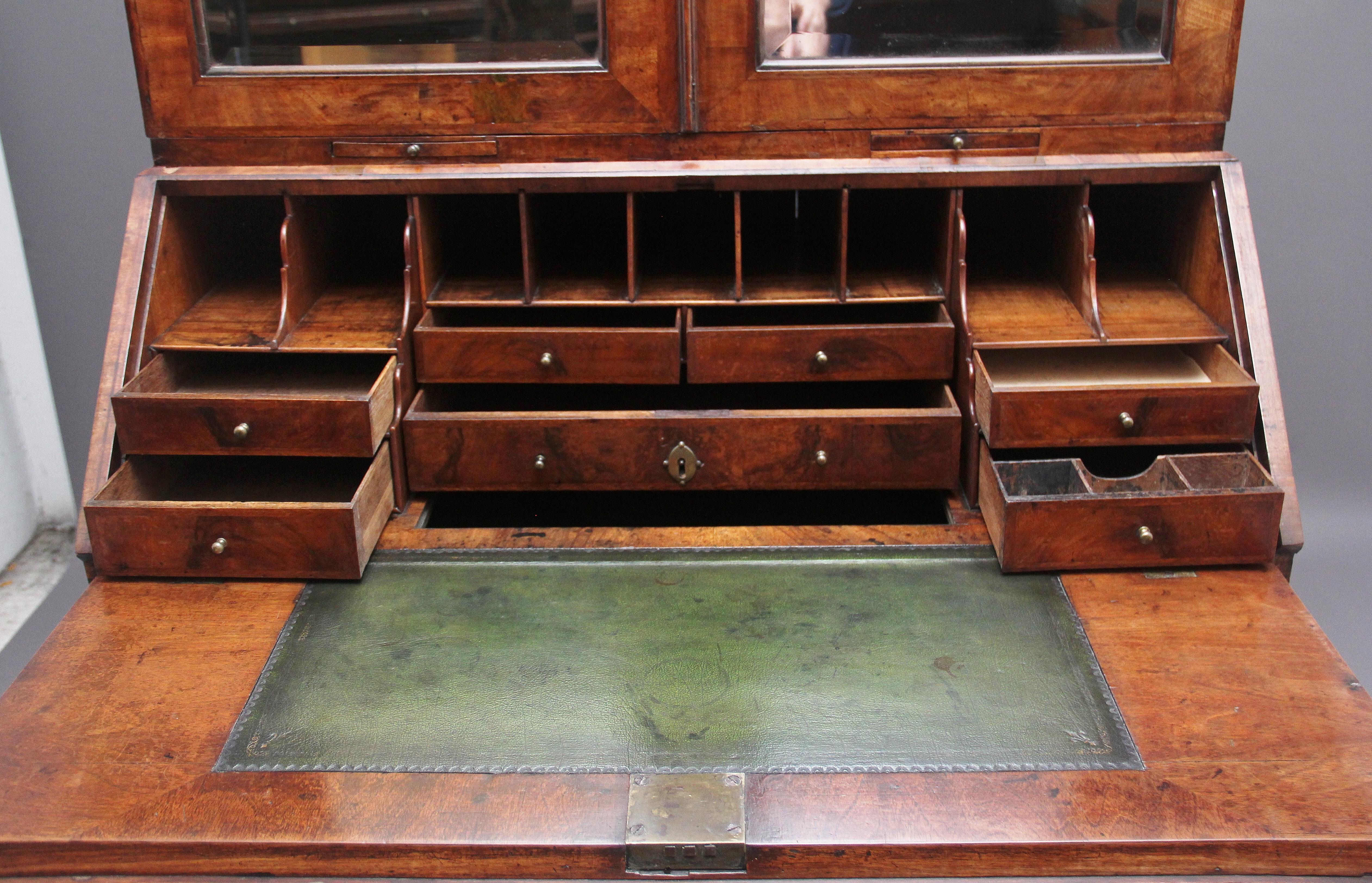 Early 18th Century Walnut Bureau Bookcase For Sale 1
