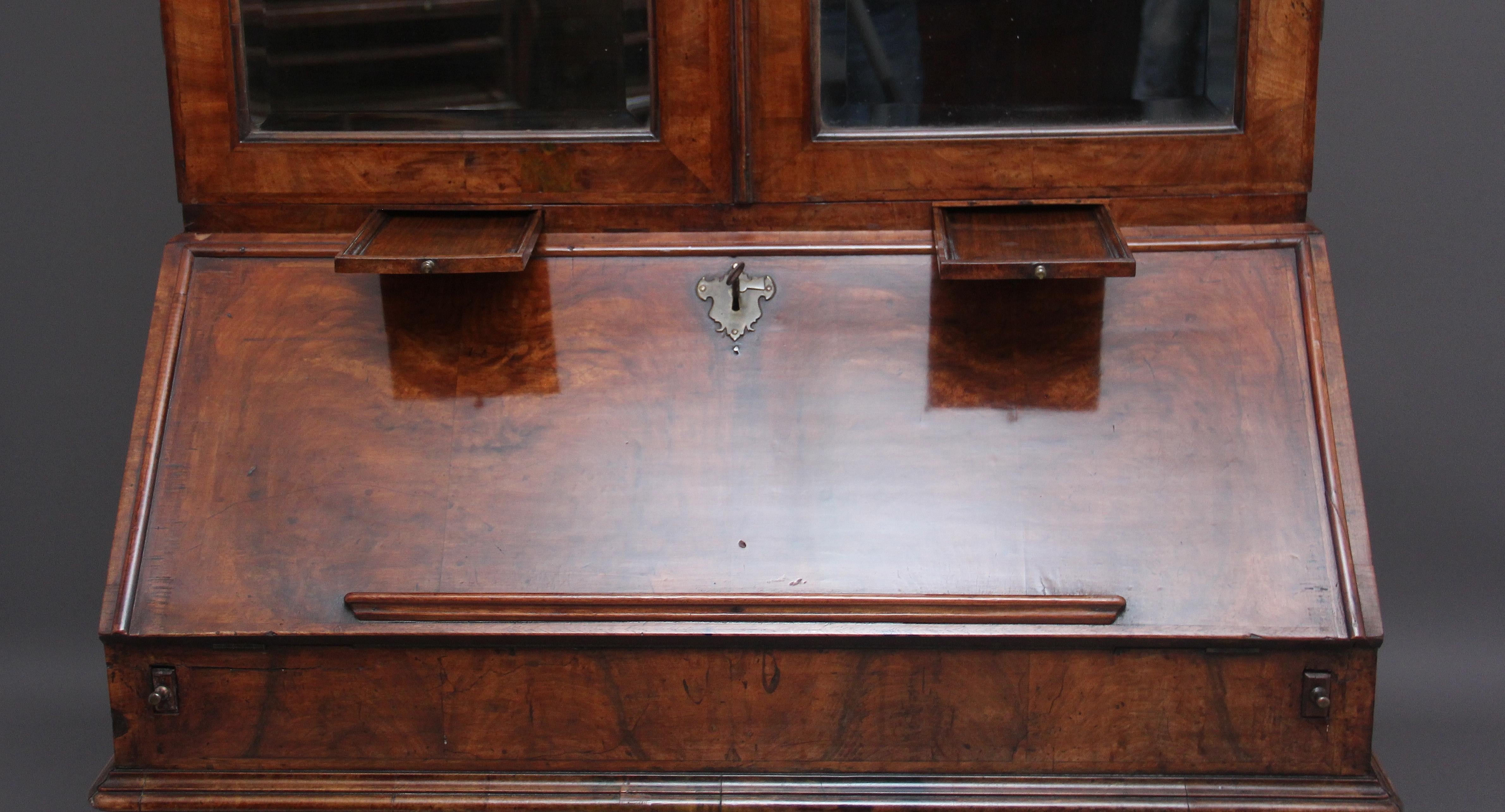 Early 18th Century Walnut Bureau Bookcase For Sale 3