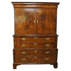Antique Early 18th Century Walnut Cabinet on Chest, c. 1730