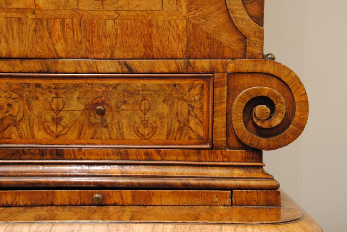 Engraved Early 18th Century Walnut Cabinet on Chest