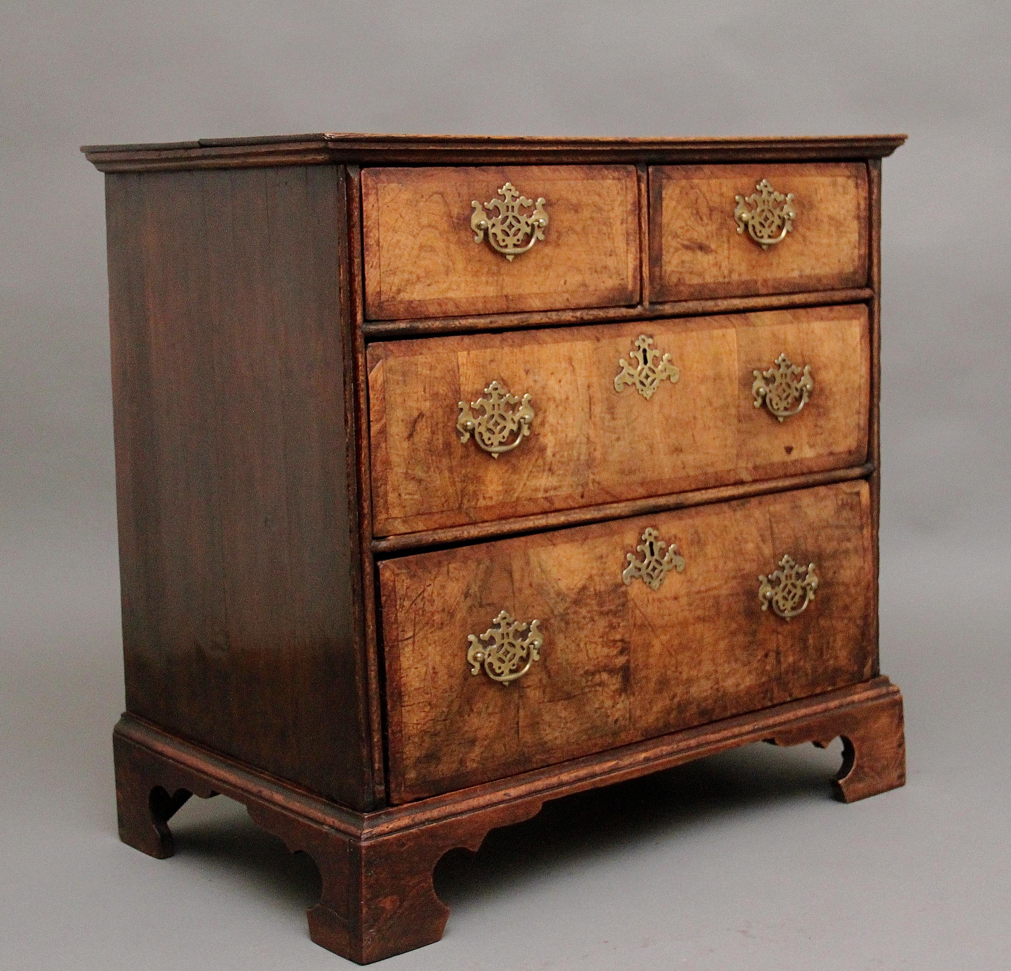 Georgian Early 18th Century walnut chest For Sale