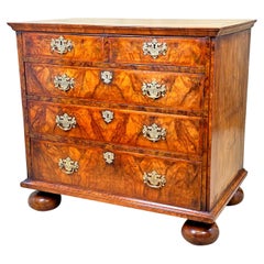 Antique Early 18th Century Walnut Chest Of Drawers