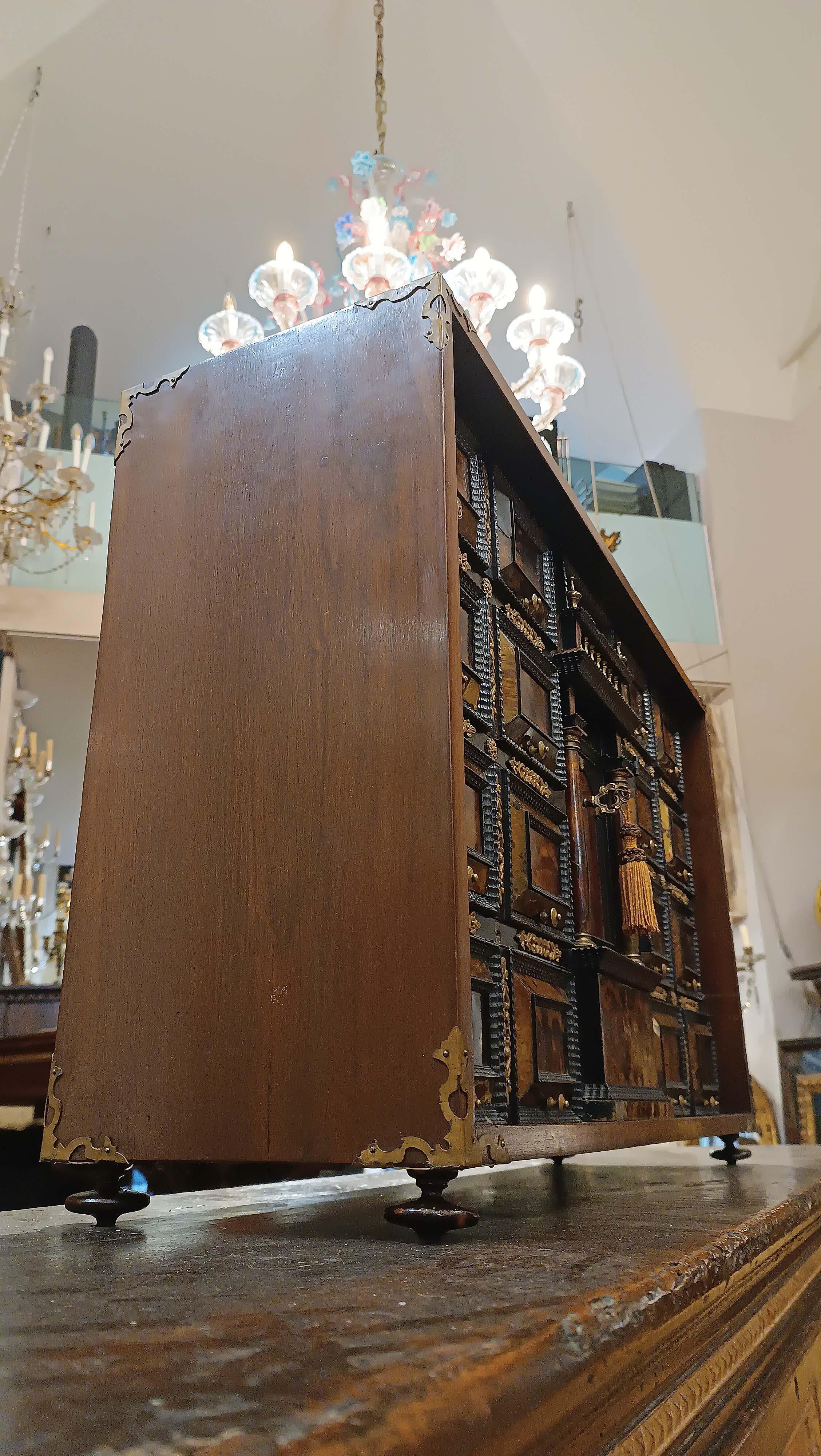 Louis XIV EARLY 18th CENTURY WALNUT COIN CABINET WITH FINISHES For Sale