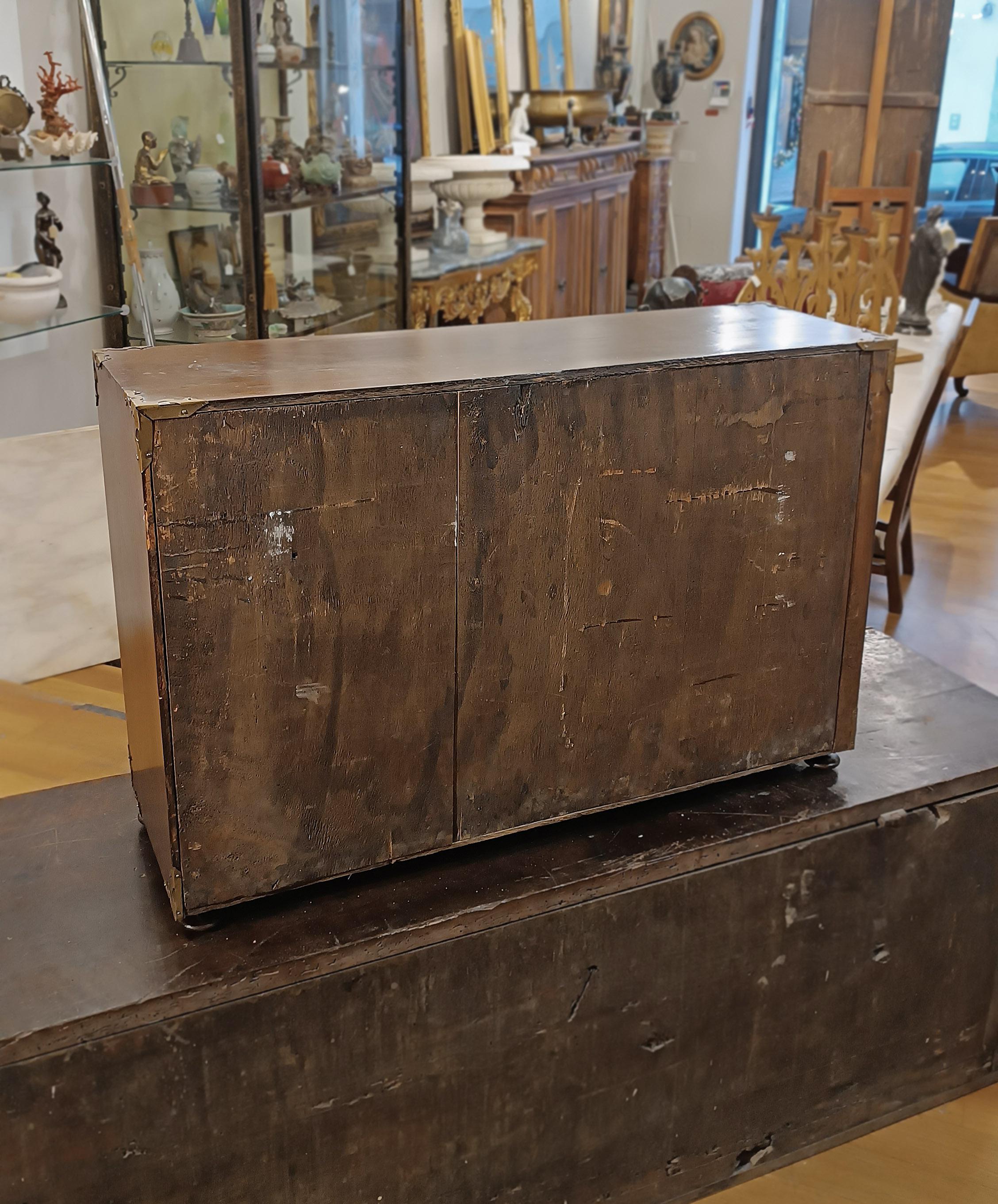 Italian EARLY 18th CENTURY WALNUT COIN CABINET WITH FINISHES For Sale