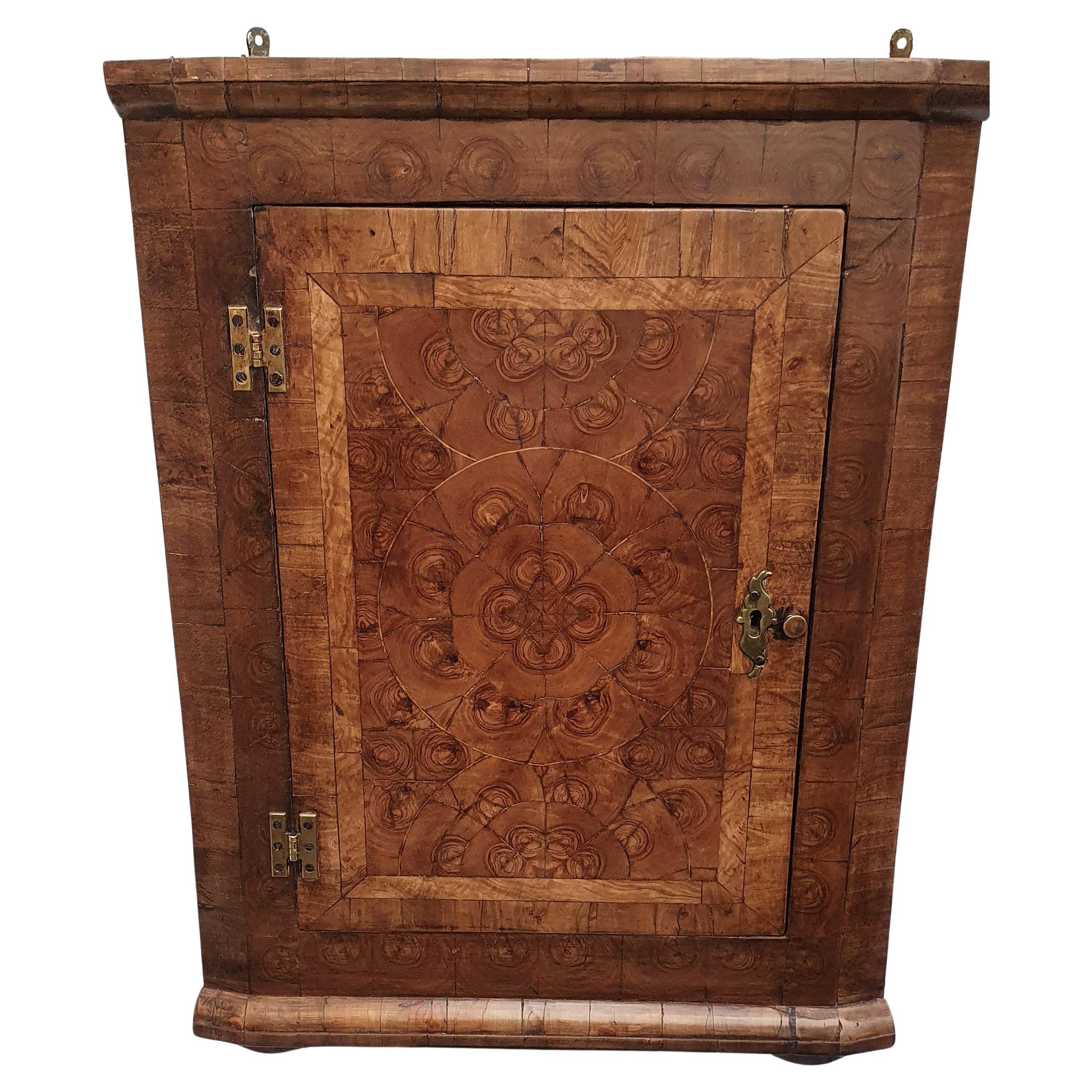 Early 18th Century Walnut Oyster Veneer Corner Cupboard
