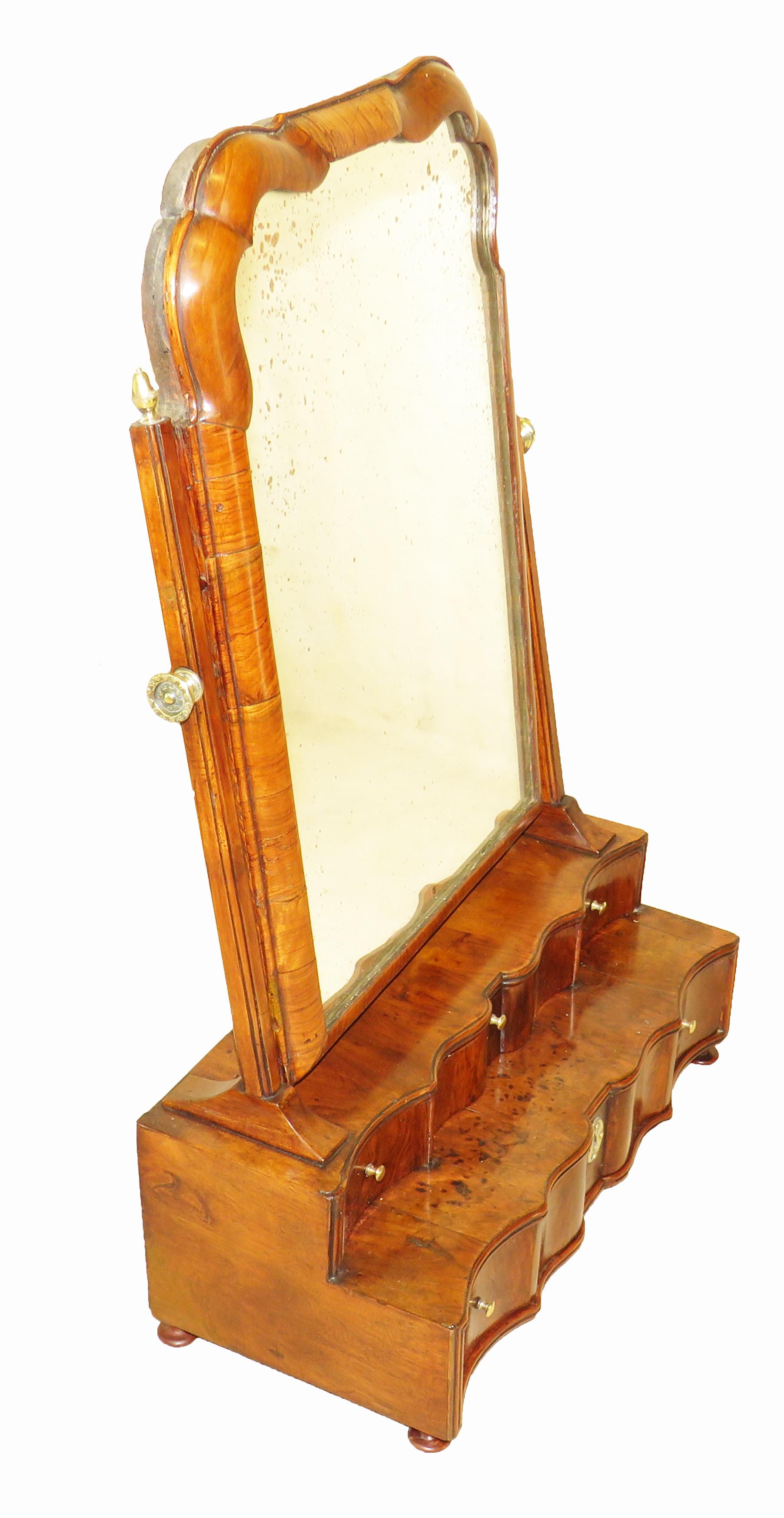 English Early 18th Century Walnut Queen Anne Dressing Table Mirror