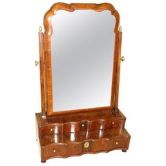 Antique Early 18th Century Walnut Queen Anne Dressing Table Mirror