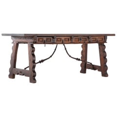 Early 18th Century Walnut Spanish Desk/Serving Table