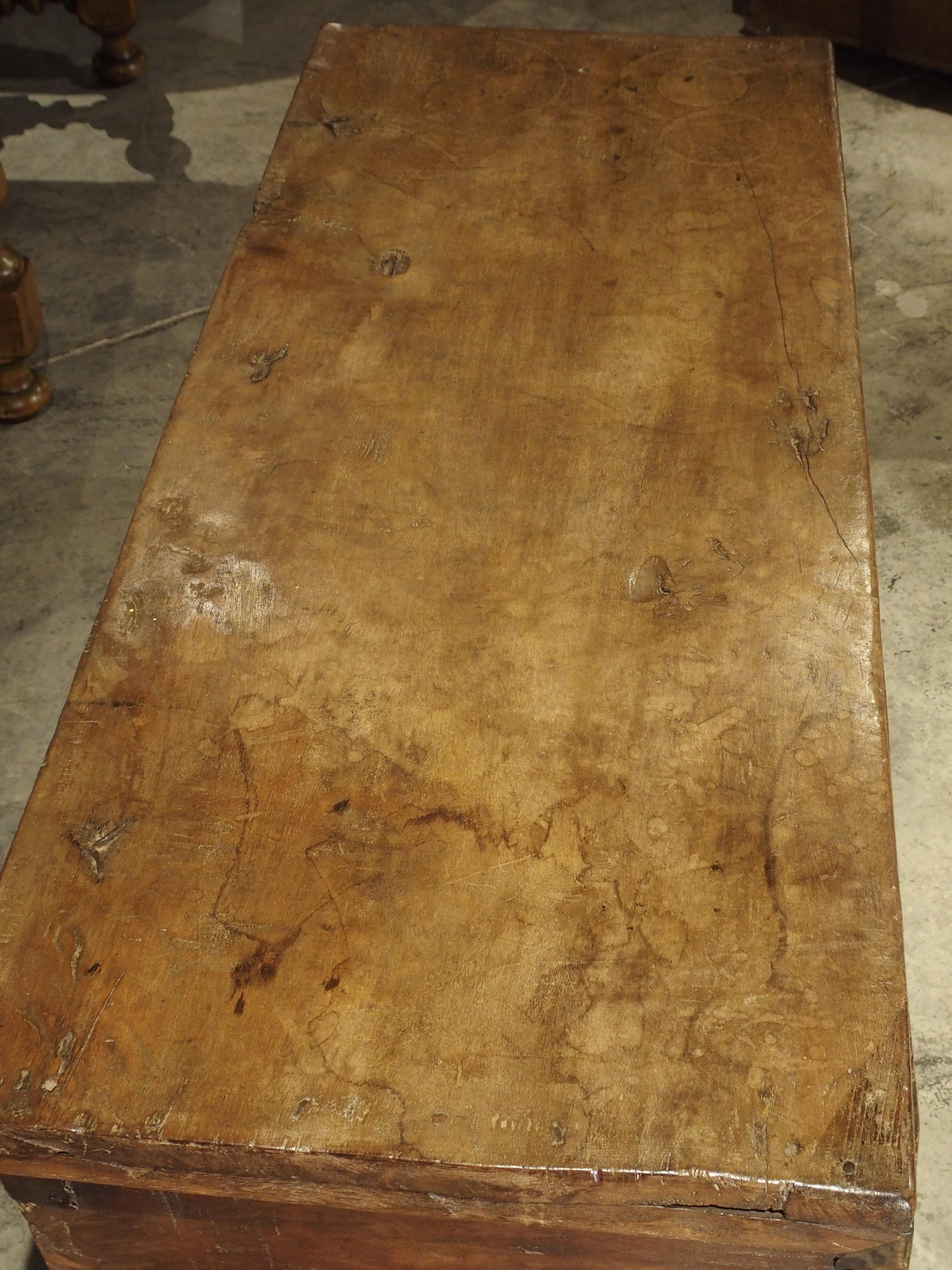 Early 18th Century Walnut Wood Trunk from France 6