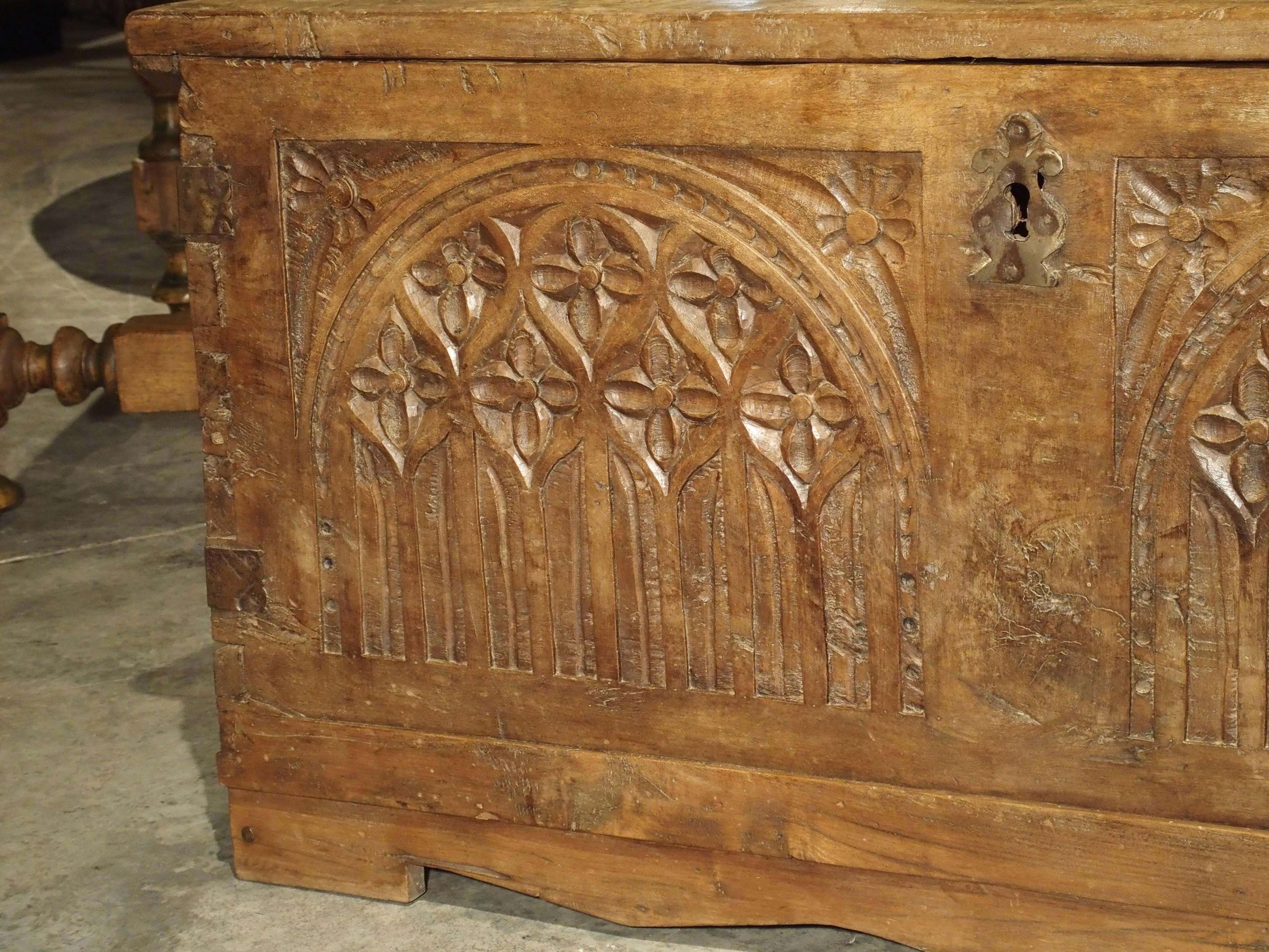 French Early 18th Century Walnut Wood Trunk from France