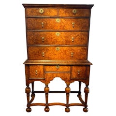 Early 18th Century William and Mary Burr Elm Chest on Stand