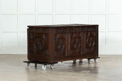 Early 18thC English Oak Carved Coffer