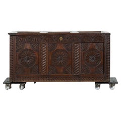 Early 18thC English Oak Carved Coffer