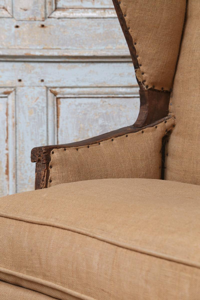 Early 18th Century French Deconstructed High Wing Back Fruitwood Armchair For Sale 3