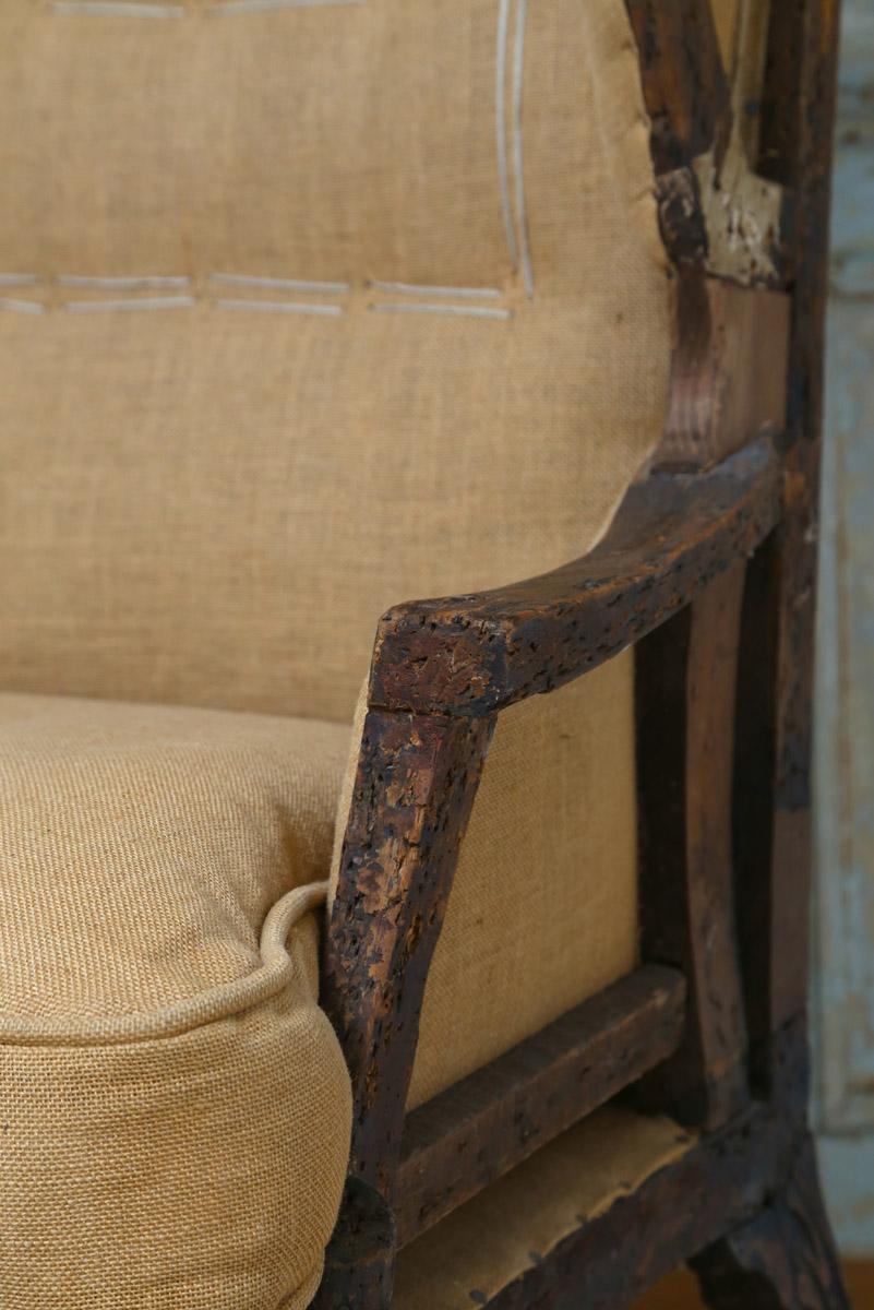 Early 18th Century French Deconstructed High Wing Back Fruitwood Armchair For Sale 1