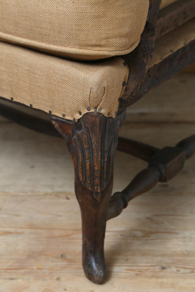 Early 18th Century French Deconstructed High Wing Back Fruitwood Armchair For Sale 2