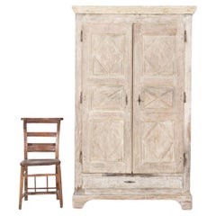 Early 18th C French Rustic Walnut Bleached Armoire