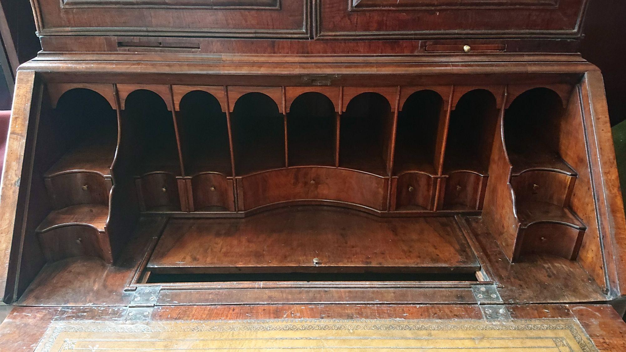 British Early 18thC George I period Antique Walnut Secretary Secretaire Bureau Bookcase For Sale
