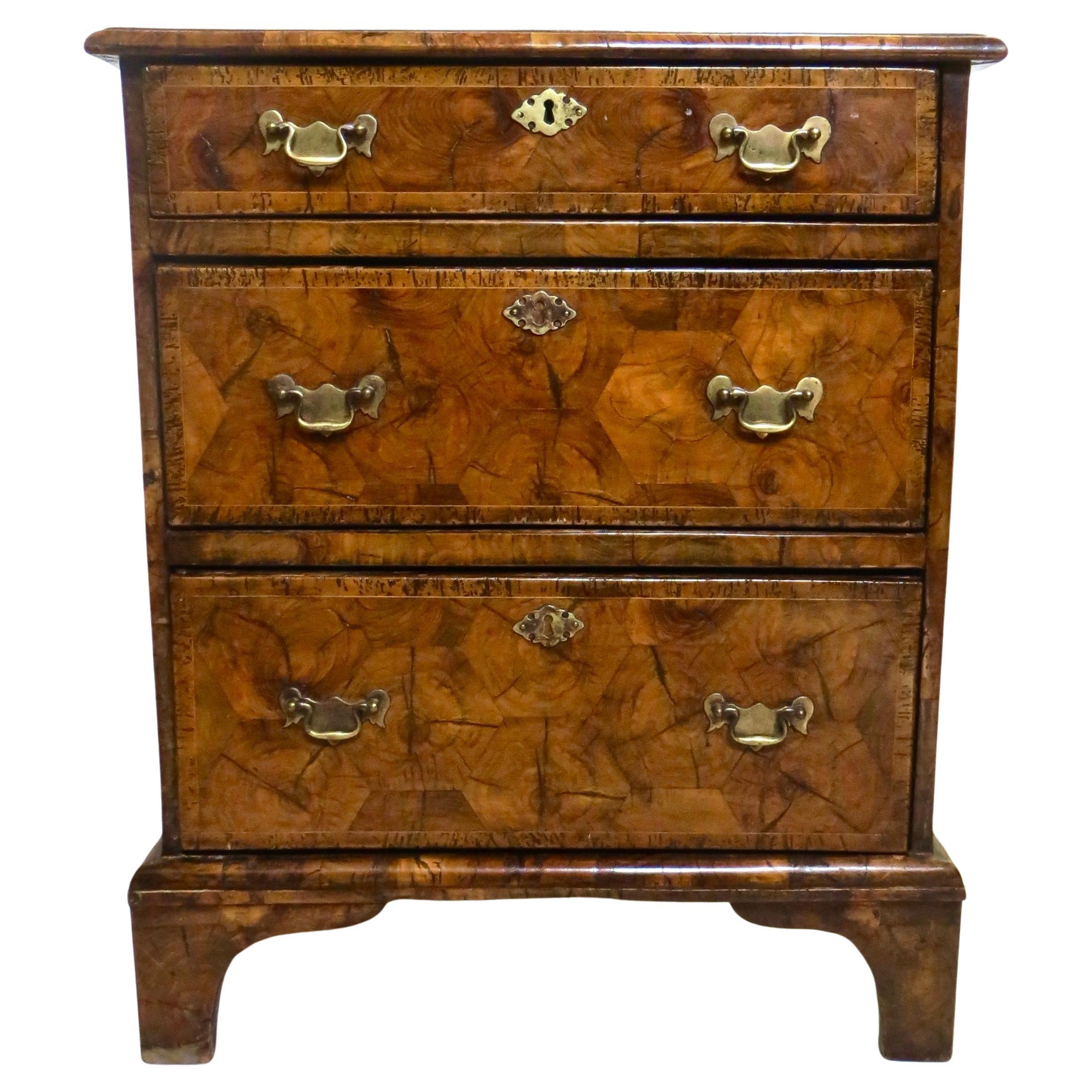 Early 18th century, Highly Figured Oyster Veneer '3' Drawer Chest