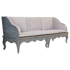 Early 18th Century Swedish Carved Sofa with Original Paintwork