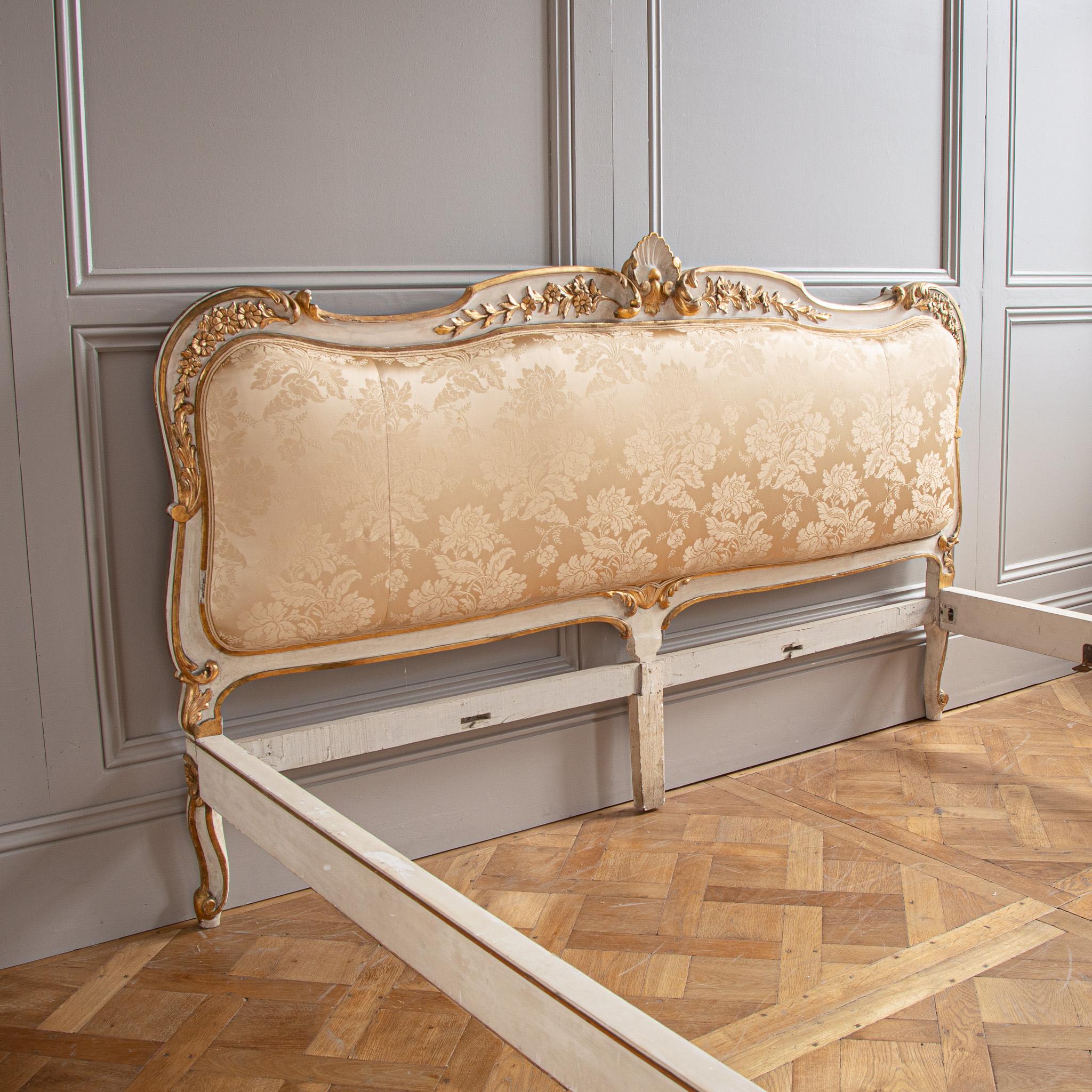 19th Century Early 19 C. Large Italian Rococo Style Bed Hand Painted with Gilt Work