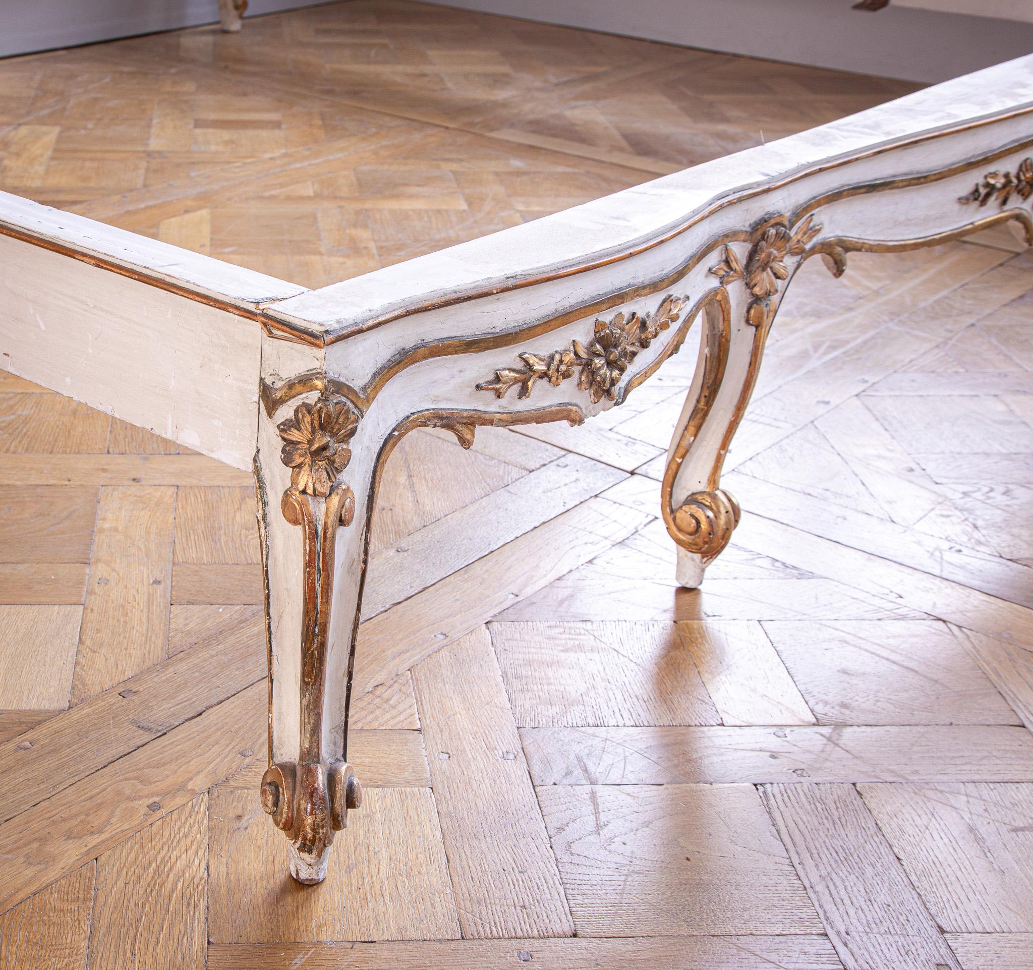 Early 19 C. Large Italian Rococo Style Bed Hand Painted with Gilt Work 2