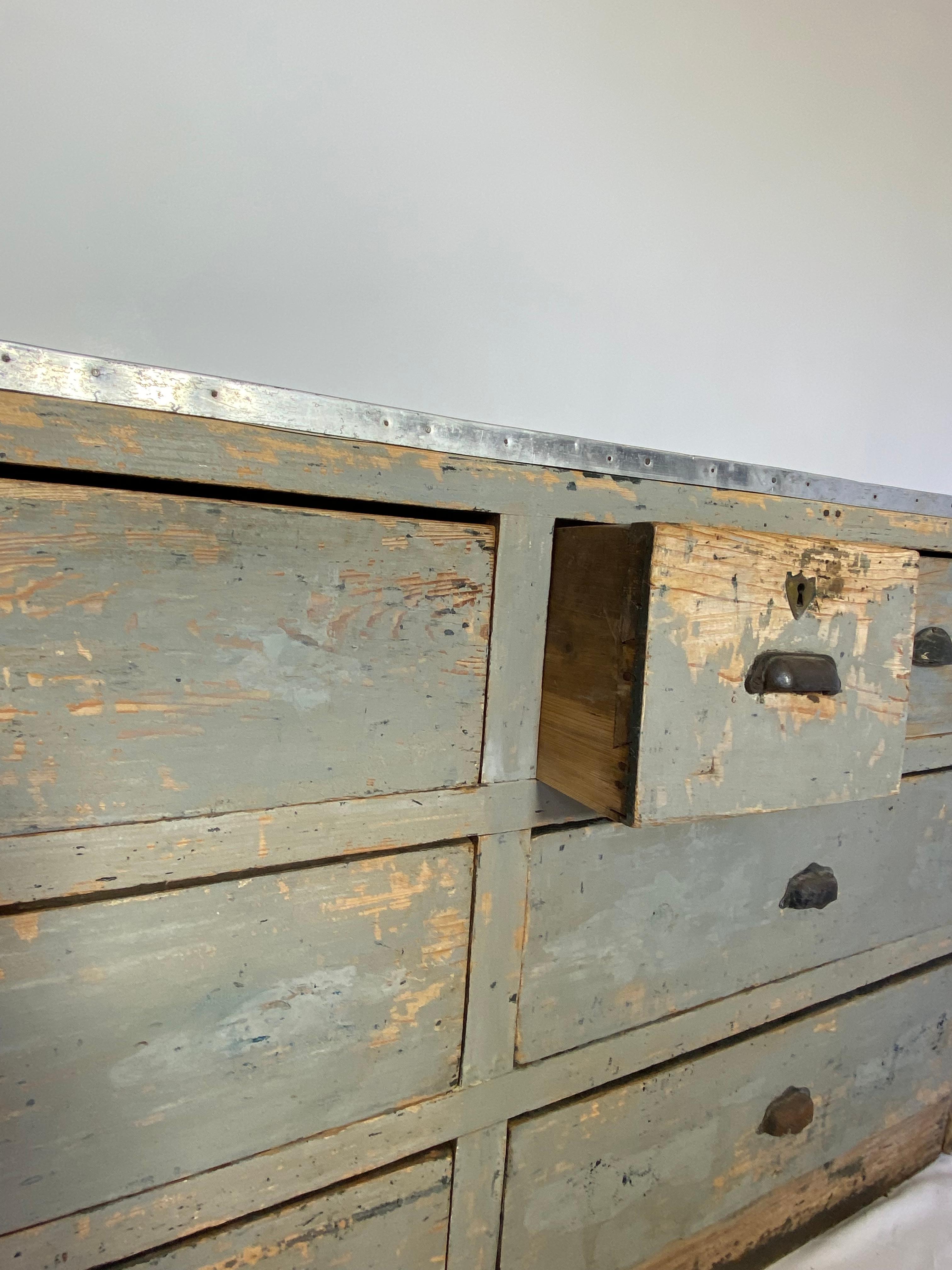 French Early 19th Century Painted Store Counter For Sale