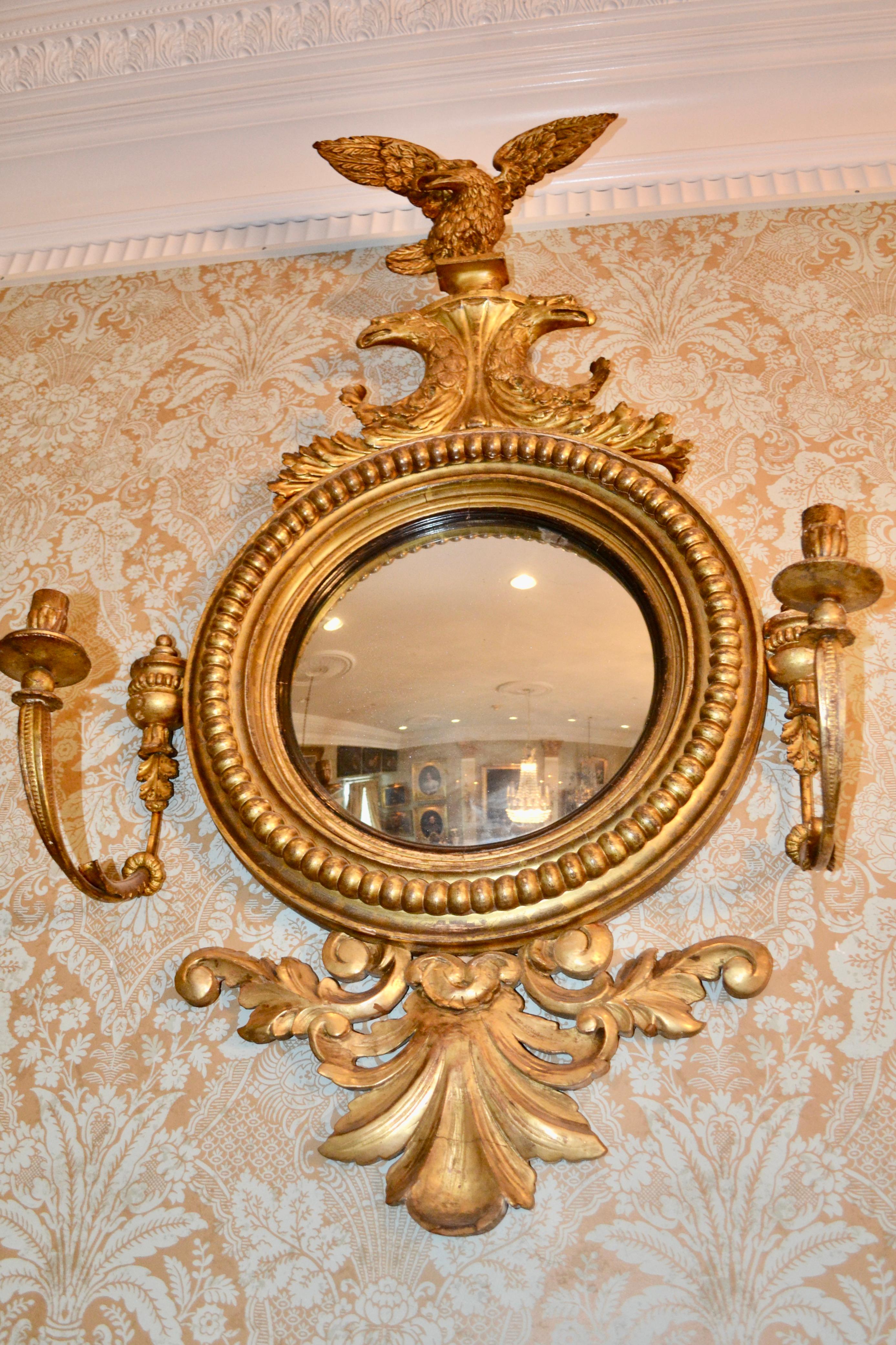 Early 19 Century English Regency Convex Mirror For Sale 8