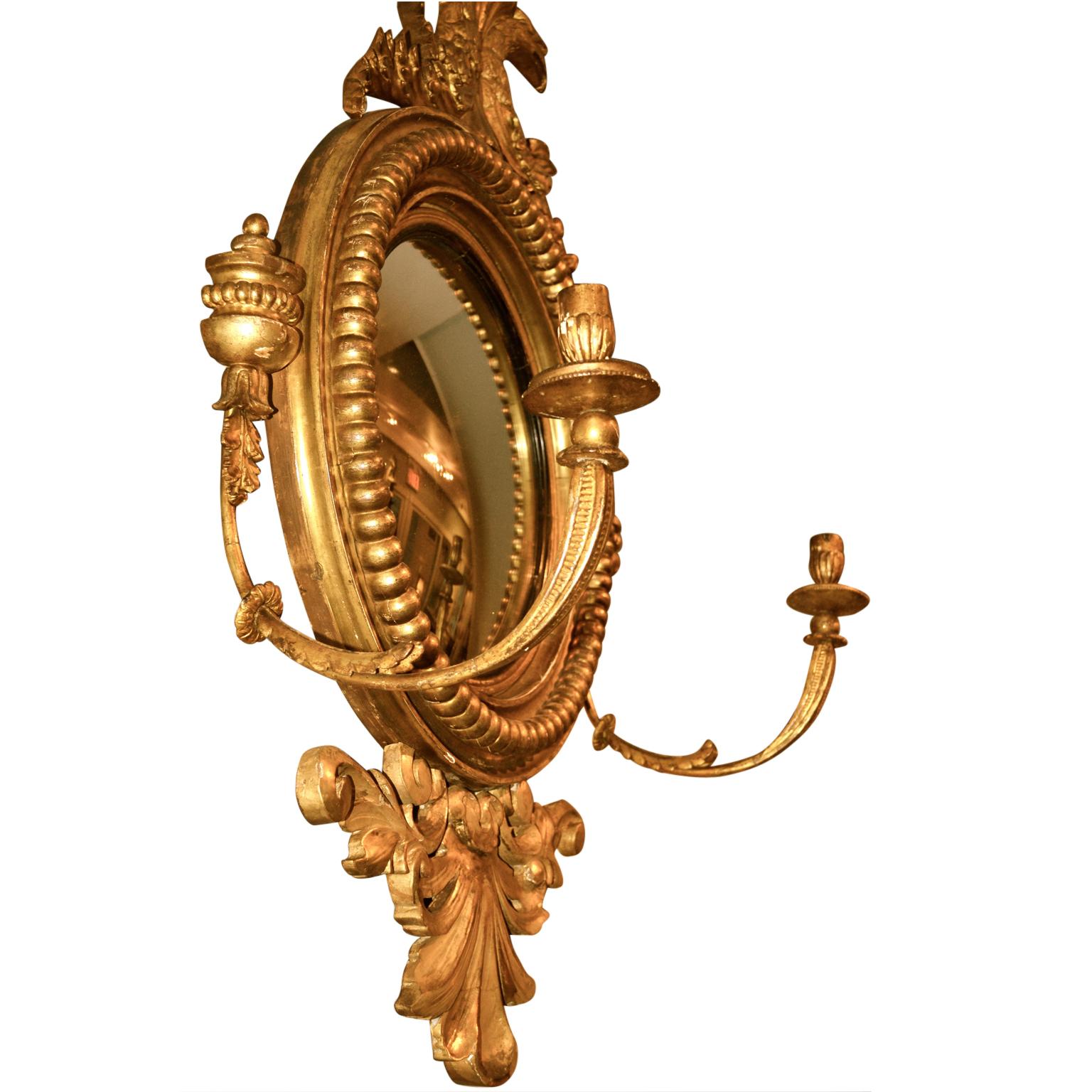 Hand-Crafted Early 19 Century English Regency Convex Mirror For Sale