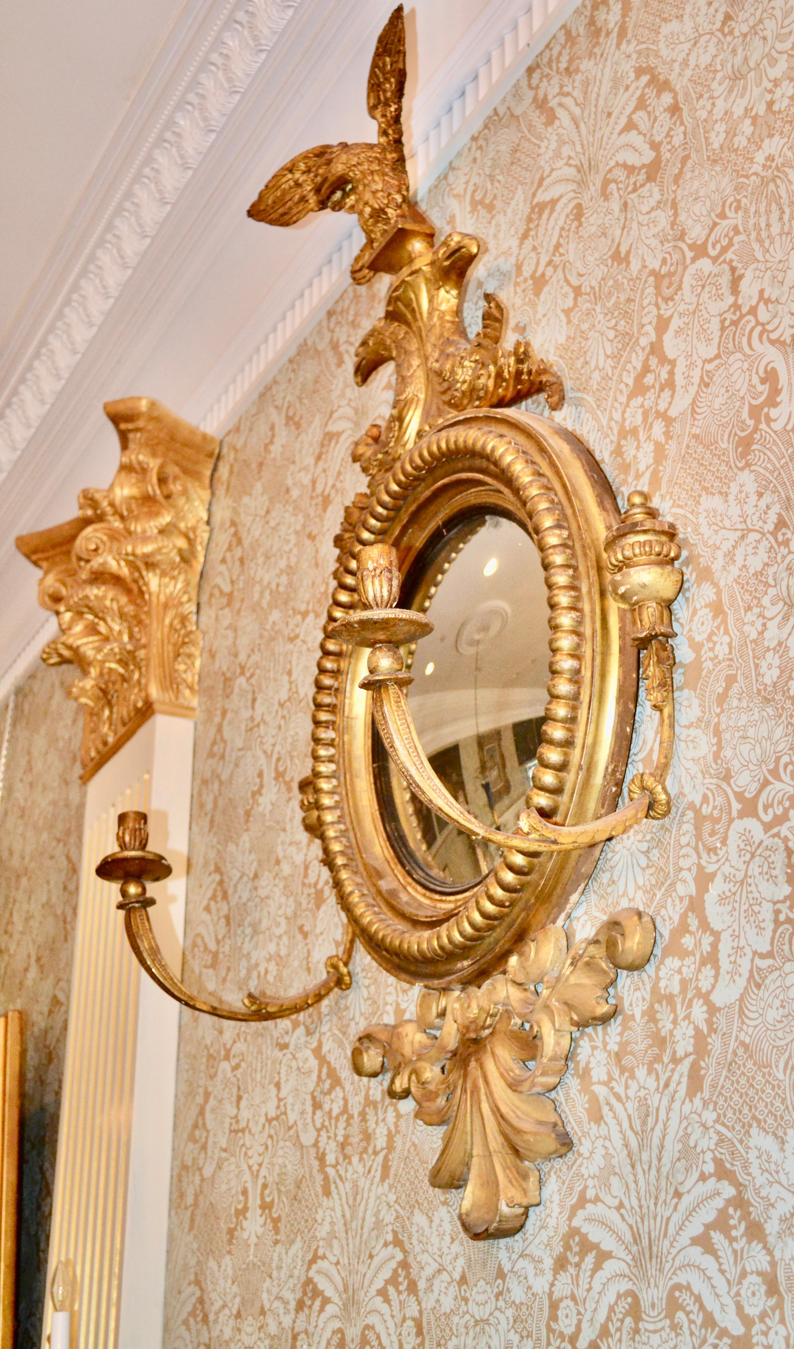 Early 19 Century English Regency Convex Mirror For Sale 2