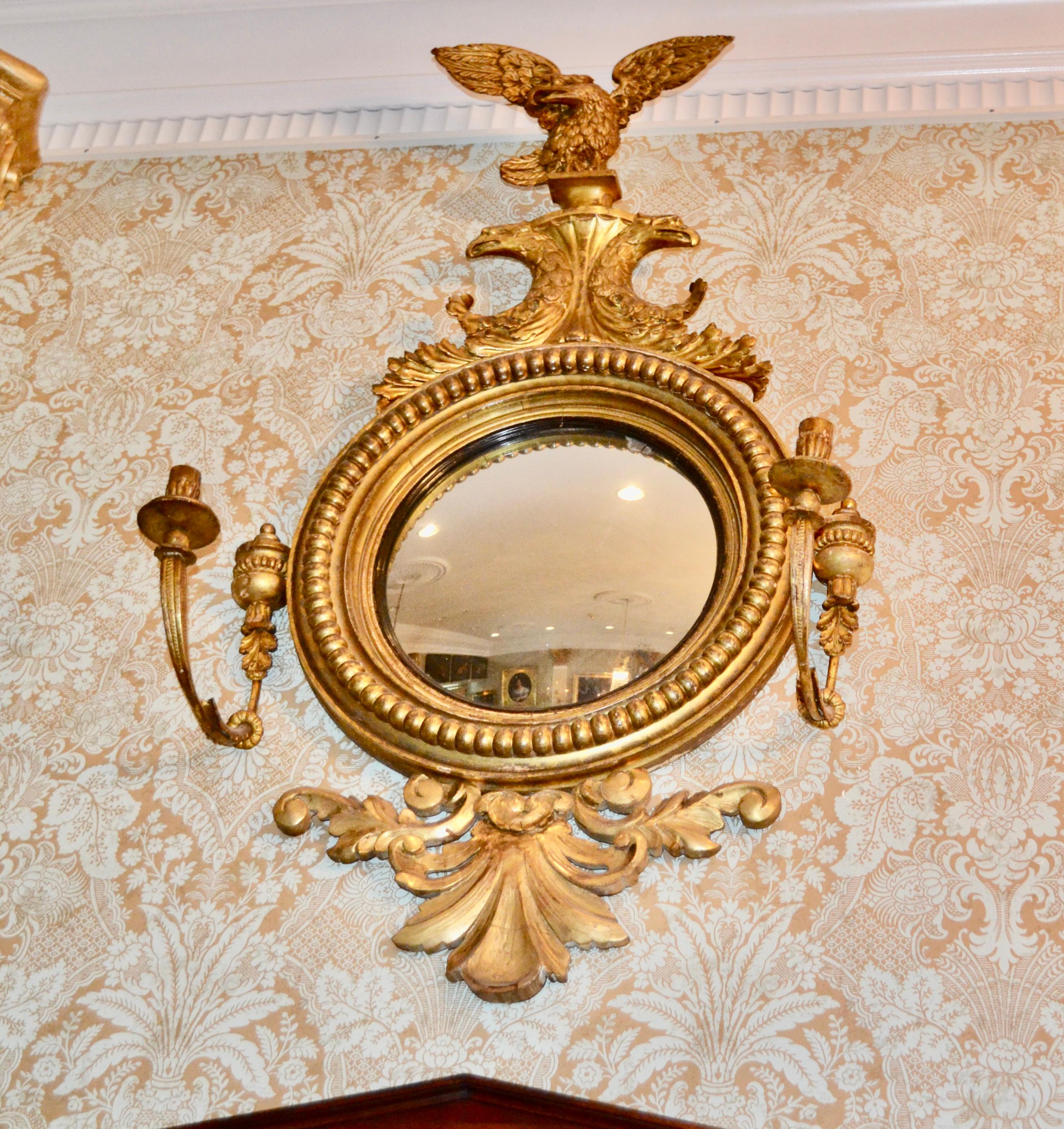 Early 19 Century English Regency Convex Mirror For Sale 5