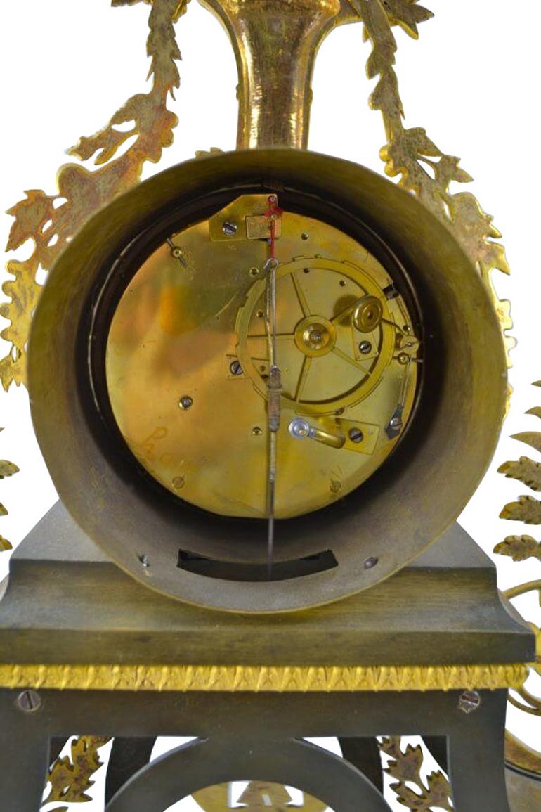 Early 19th Century French Directoire Gilt Bronze and Marble Clock by Deverberie For Sale 2