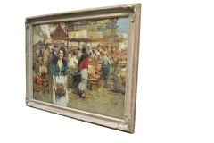 Early 19 Century Italian Painting Titled "in the Market" by Giacomo Pittoz