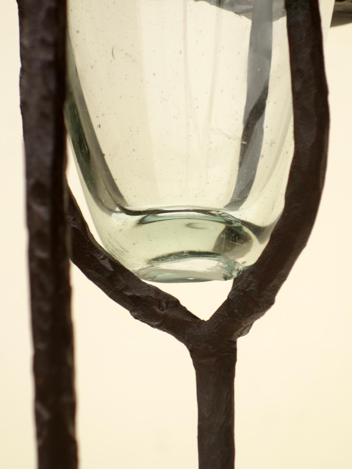 Early 1900 Alberto Gerardi Art Nouveau Wrought Iron Murano Glass Pedestal For Sale 1