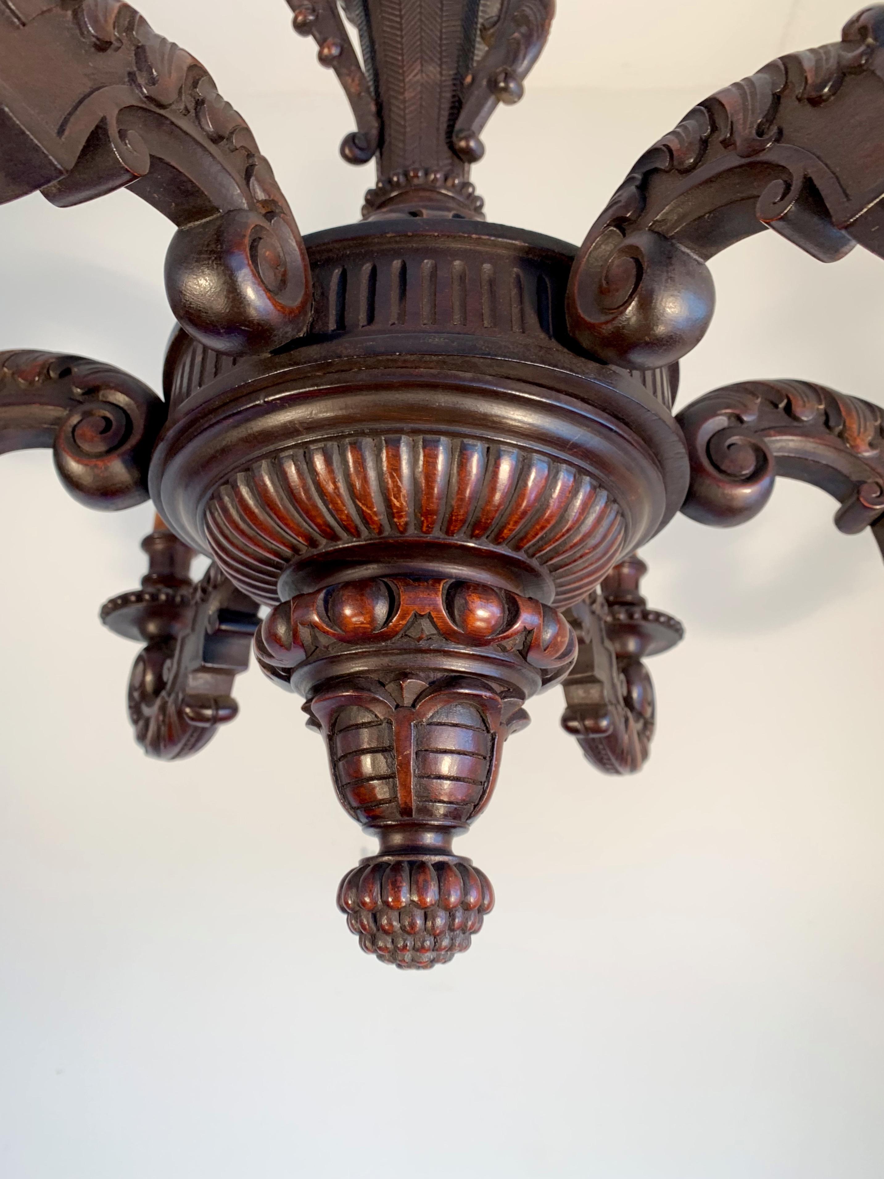 Top Quality Antique Hand Carved Wood Pendant Light Chandelier / Pendant Light 6