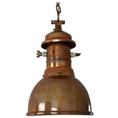Early 1900 Belgian Copper Glass Pendant Light