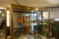 Early 1900 Brass, Mirror, Glass French Boutique Display Cabinet
