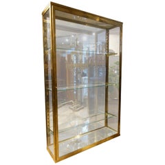 Antique Early 1900 Brass, Mirror, Glass French Boutique Display Cabinet