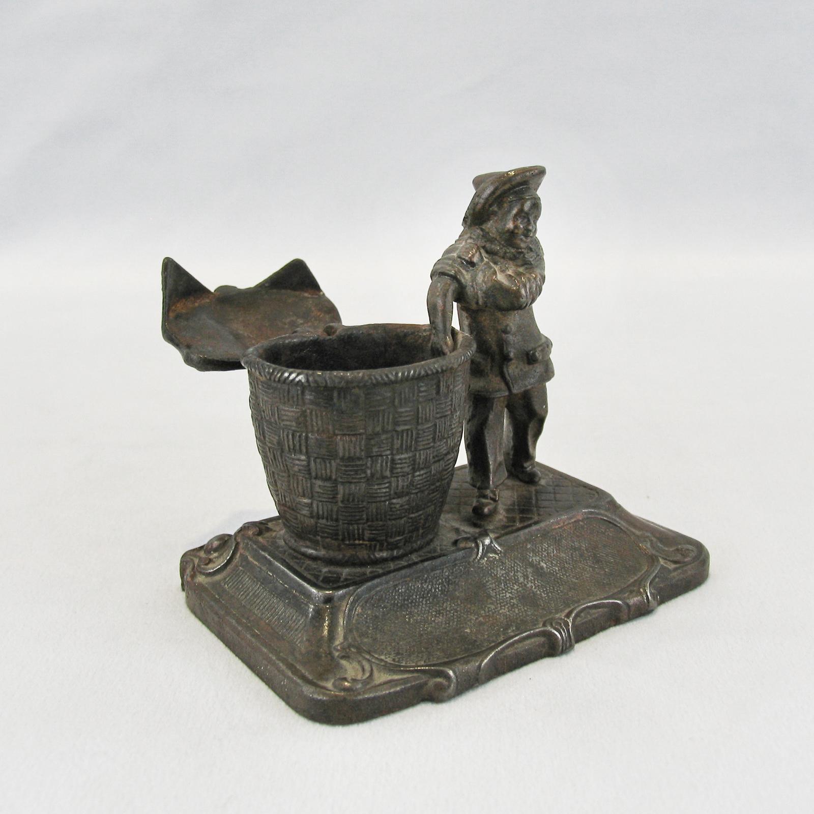 Early 1900 Cast Metal Figurine Inkwell For Sale 1