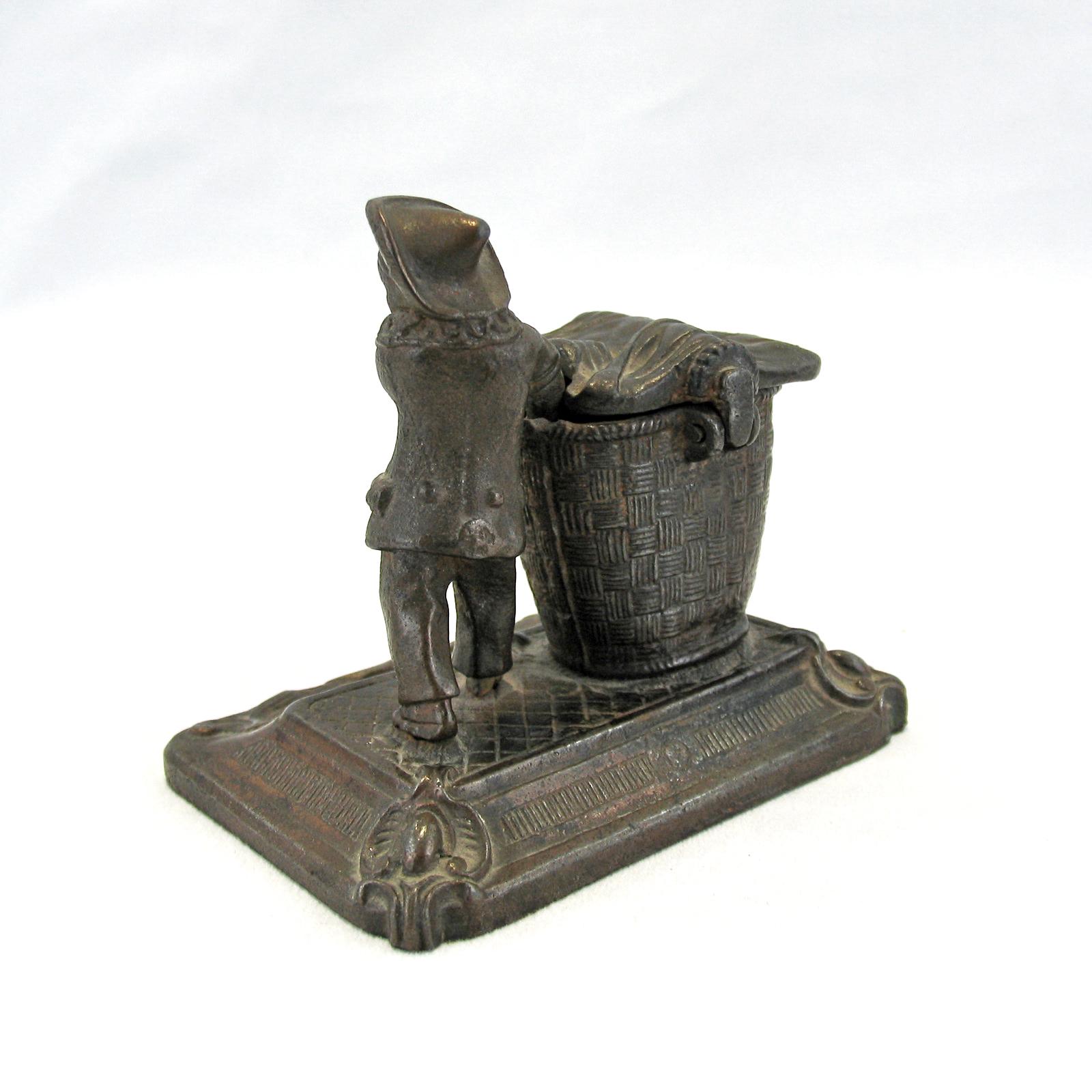 Early 1900 Cast Metal Figurine Inkwell For Sale 3
