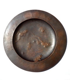 Early 1900 Cornelio Ghiretti Italian Art Nouveau Embossed Copper Plate _set of 2